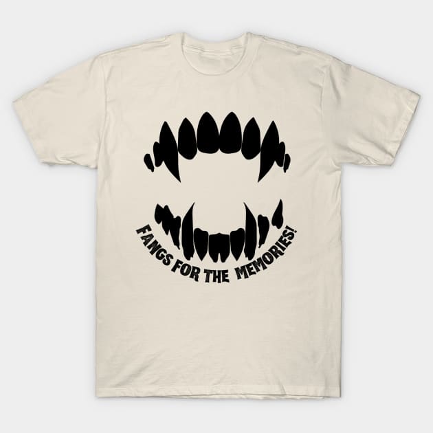 Fangs for the Memories Funny Halloween vampire graphic T-Shirt by missdebi27